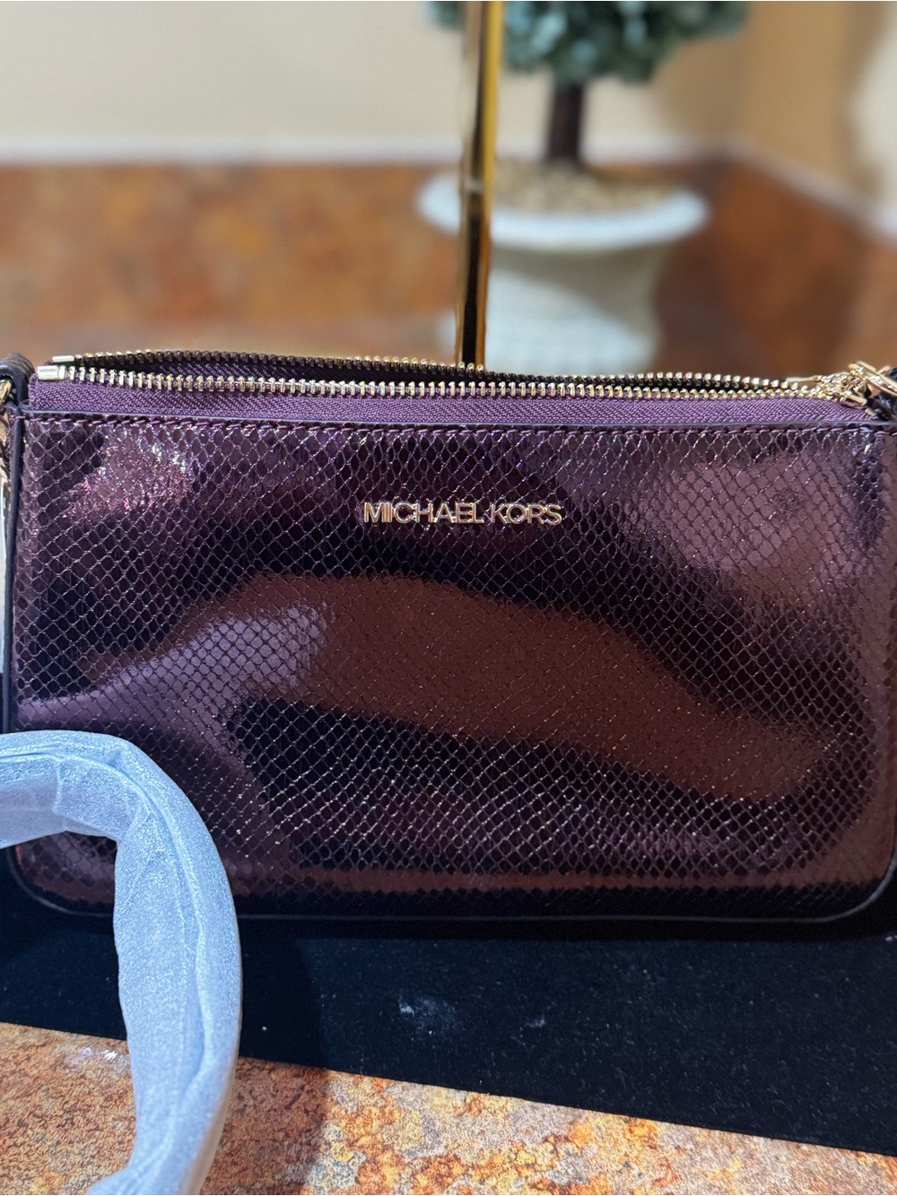 Michael Kors Burgundy Metallic Bag, NWT - Picture 5 of 8